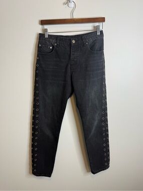 NEON BLONDE black grommet jeans open holes straight leg size 26